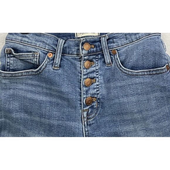 Madewell 9'' Mid-Rise Skinny Crop Womens 26 Blue Medium Wash Button Fly - Picture 2 of 11
